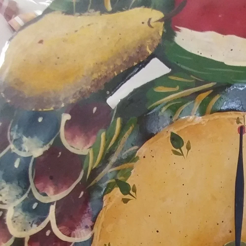 FARMHOUSE Standing/Hanging CLOCK -Mexican Pressed Tin Handpainted Fruit Wall Art